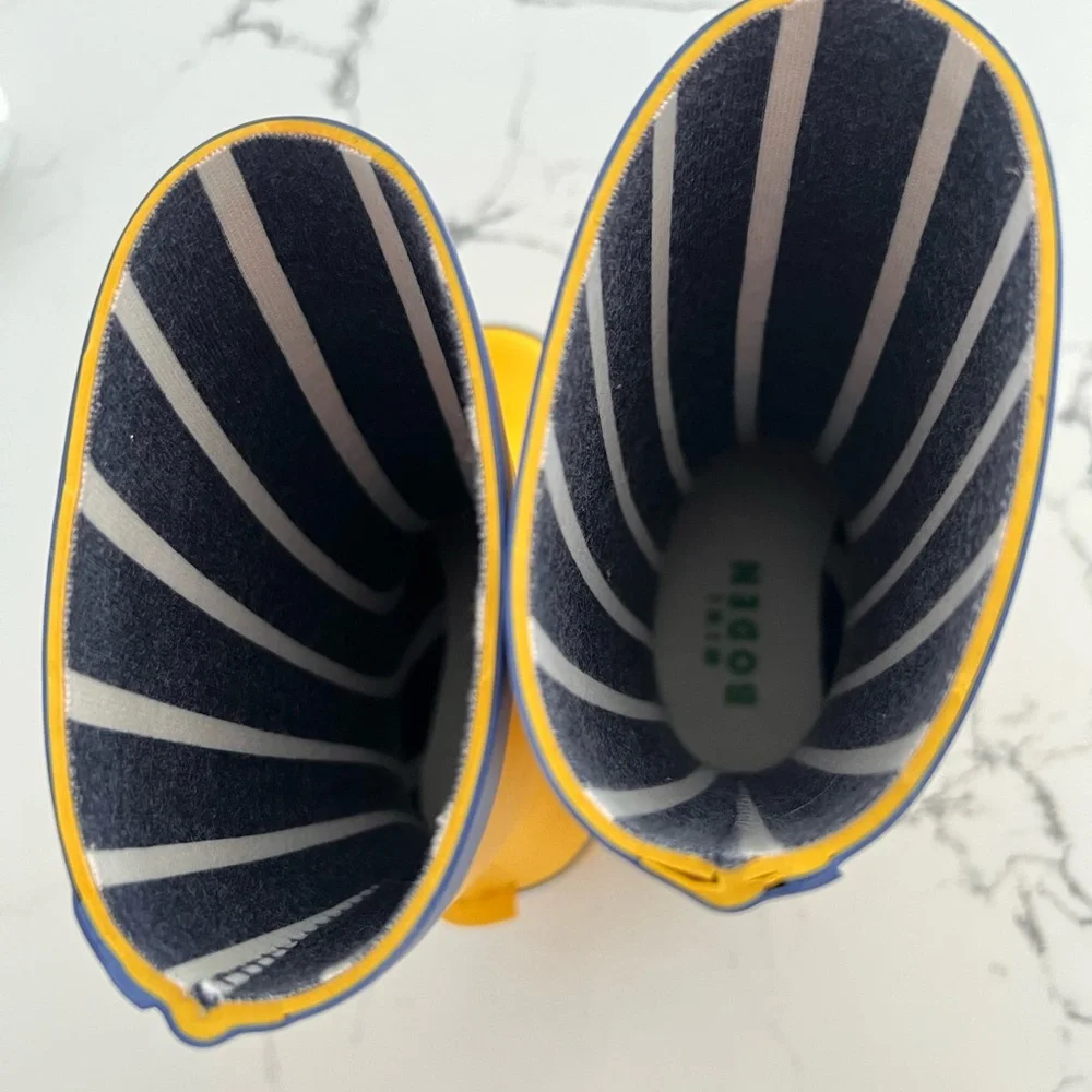 Mini Boden Yellow and Blue Kids Rain Boots